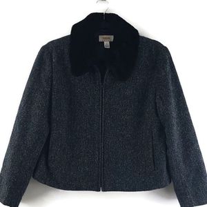 Talbots Wool/Silk Blend Jacket Faux Fur Collar Size 8P